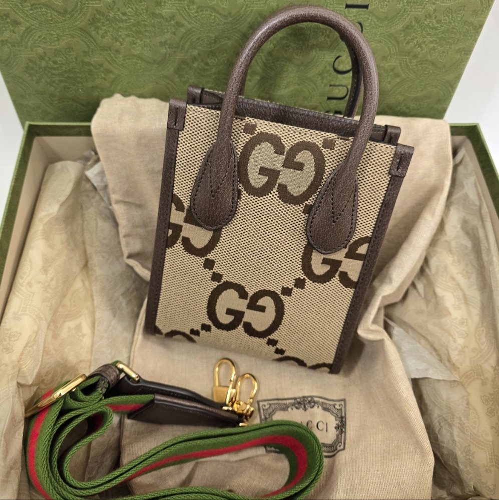 ✨️Brand New Gucci Jumbo Dollar Web Mini Vertical Tote - Picture 2 of 12